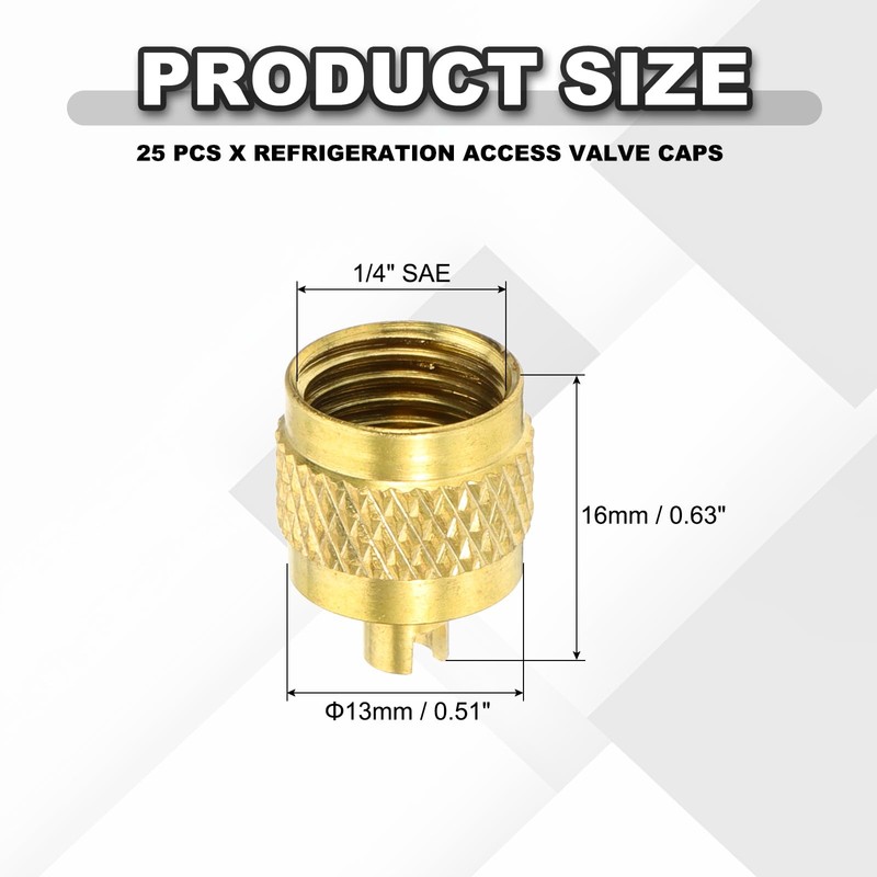 PATIKIL 1/4" SAE Service Access Valve Caps, 25 Pack Refrigeration