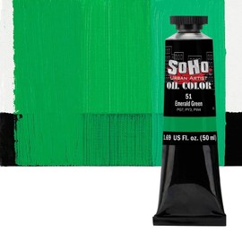 SoHo Urban Artist Oil Color Paint - Best Valued Oil Colors for Painting and Artists with Excellent Pigment Load for Brilliant Color - [Emerald Green - 50 ml Tube]
