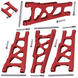 Hobbypark Alloy Front & Rear Suspension Arms for Traxxas 1/10 Slash 4x4 Upgrades Parts fit Stampede 4x4, Rustler 4WD VXL-Replaces Part 3655, Red Anodized, 4PCS