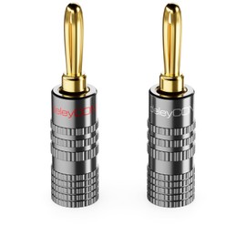 deleyCON Banana Plug Set, Gold-Plated, Screw-On for Speaker Cable, Box Cable 0.75 mm - 4.5 mm & e.g. HiFi Audio Home Cinema Receiver, Grey, Pack of 10