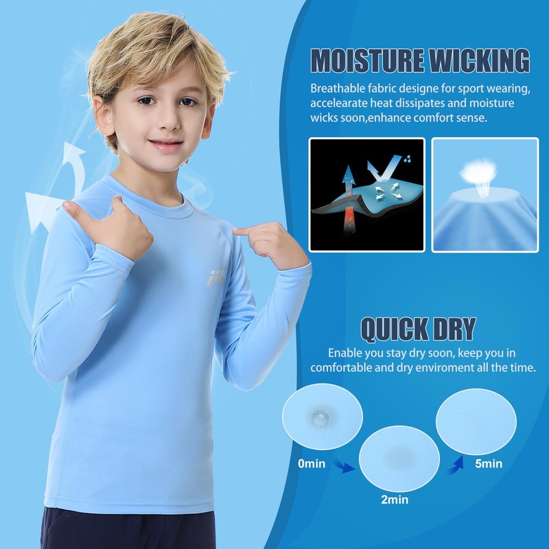 MEETWEE Boy Long/Short Sleeve Rash Vest Guard Kids Swimming Top