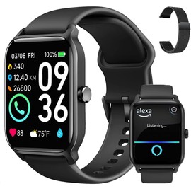 Reloj Inteligente smartwatch para Hombre Mujer Llamada Bluetooth, Pantalla Táctil de 1.8 para Android iPhone Compatible con Alexa Incorporada, IP68