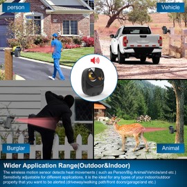 Driveway Alarm- 1/2 Mile Long Range Wireless Driveway Alarm Outdoor Weather Resistant Motion Sensor&Detector-DIY Security Alert-Monitor&Protect Outdoor/Indoor Property - 1 Receiver and 2 Sensors