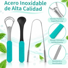 Janety Set de 3 Limpiador de Lengua, Raspador de Lengua Acero