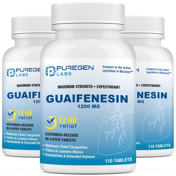 Puregen Labs Mucus Relief 12 Hour Extended Release Guaifenesin 1200mg