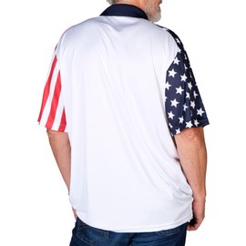 Men's Performance American Flag Polo Shirt | Pull-On Closure American Flag Golf Shirt | USA 4th of July Golf Shirts for Men in Large