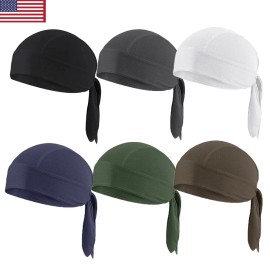 Unbranded Do Rag Skull Cap Helmet Liner Cooling Mesh Bandana Cap Sweat Dew Rags Head Cover - Army Green