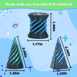 3 Pack Pyramid Fidget Toys Impossible Cone for Adults and Kids Spiral Cone 3D Pyramid Passthrough Sculpture Stress Relief Relaxation Mini Desktop Decor Gift for Holidays Birthdays (Black Green)