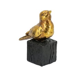 A&B Home 6" Gold Resin Sparrow Sculpture on Black Base, Traditional Bird Figurine, Decorative Animal Statue for Mantel Tabletop Bookshelf Centerpiece