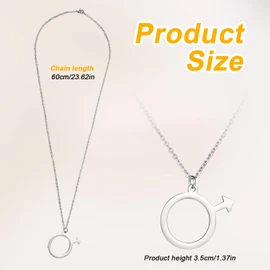 Masculine Symbol Necklace, Stainless Steel Male Mens Symbol Pendant Necklace for Men Silver Pendant Necklace for Men Accessories Jewelry
