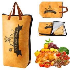 BBQ Blanket for Resting Meat, 21 inch Smoker Meat Resting Blanket, Reusable Grilling Meat Insulated Resting Bag with Wide Mouth for Large Pork Shoulders Brisket Turkeys,Gifts for Men