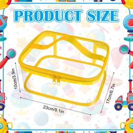 4 Pcs Clear PVC Toy Storage Bags with Handles 9.1x6.7x3.9 Inch Travel Toiletry Bags Waterproof Toy Storage Organizer Pouch with Zipper, Toys Board Game Storage Container for Building Blocks Puzzle