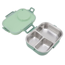 Goshyda -Lunchbox, 1100 Ml, Doppellagiges 3-Gitter-Design, Thermo-Lunchbox aus Edelstahl 304 mit Essstäbchen, Löffel, Suppenschüssel, Lebensmittelbehälter für Kinder,