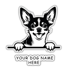 Customize Pet Sticker Decal With Your Dog Name | Custom Drawn Pet Decals For Your Car, Truck, SUV, Window, Laptop, Water Bottles, Phones And Wall 5 Inch (chihuahua)