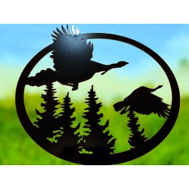 Handmade Turkeys Flying Picture. Metal Plasma Cut