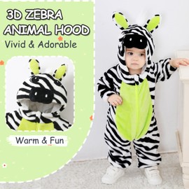 LOLANTA Unisex Baby Zebra Costume, Toddler One-Piece Hooded Animal Fancy Dress Romper, 18-24 Months,Tag 90