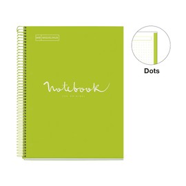 Miquelrius – Spiral Notebook A4 – 80 Sheets, 90 g – Dots – 1 Coloured Strip – Laminated Hard Cover – Colour Lime