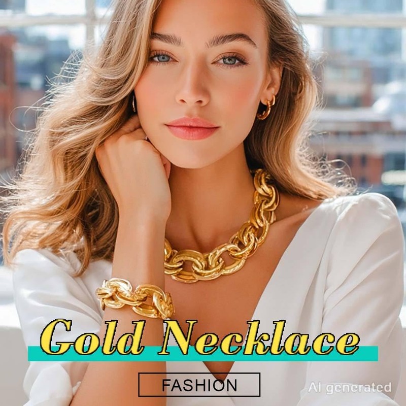 ACEDRE Gold Chain Jewelry Set Chunky Necklace Bracelet Sets for