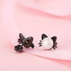Black Earrings for Women Cat Pearl Earrings Silver Cat Earrings