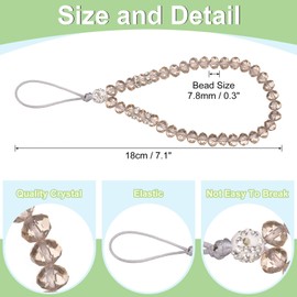 QUARKZMAN Pack of 3 Bling Crystal Lanyard, 18 mm (0.7 Inches) Phone Wrist Strap Glitters Crystal Beads Lanyard Keychain Office Neck Strap for Women ID Card, Keys Strap (Champagne Gold)