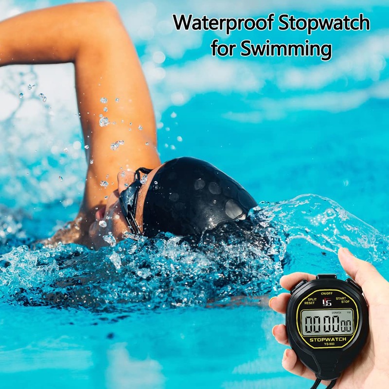 FCXJTU Digital Waterproof Stopwatch, No Bells, No Whistles, Easy Basic