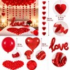 Romantic Red Heart Balloon Decoration Set with Hanging Heart Strands,