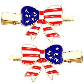 American Flag Hair Clips 4th of July Patriotic Hairpin for Women Rhinestone Heart Star Hair Barrettes Independence Day Hair Accessory Gifts