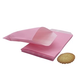Amsthow Flat Paper Treat Bag Pink Greaseproof Bakery Glassine Cookie Paper Bags 3.15 x 5.12-inch Small Wax Treat Bags for Cookies Candies Chocolate Pastries Snacks (100Pcs Pink)