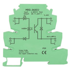 MRD-060D2 Relé de riel DIN, Módulo de relé de estado sólido ultra delgado de 6.2 mm Entrada 4-32VDC NO, relé