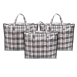 ANSIO Laundry Storage Bags Reusable Laundry Bags with Zips Ideal for Moving House Clothing & Wardrobe Storage (60L x 25W x 50H cm) (Pack of 3)