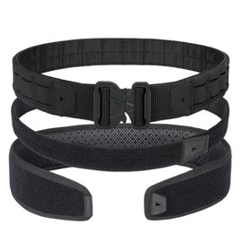 YAKEDA Tactical Battle Belt–Quick-Release Men's Belts Padded Tactical Nylon Belts with Inner Belt & Anti-slip Belt, Black, S(30-36")
