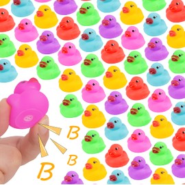 Maliweg 54-Pack Mini Ducks, Mini Colorful Rubber Duckies Bath Toy for Child, Small Ducks Bulk Float & Squeak Tiny Ducky Pool Toy, Blue,PUK-054