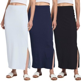 3 Pack Maxi Skirt Skirts for Women Summer Long Black Womens with Slit Beach Flowy Pencil Bodycon Straight Slits Jersey Ribbed Pencil