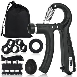 UFANME Hand Grip Strengthener Forearm Strengthener Counting Grip Strength Trainer Kit - 5 Pack Adjustable Resistance