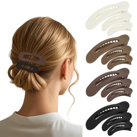 Padorul Flat Hair Claw Clips for Women, 12Pcs Brown Black Duckbill Hair Clips with Inner Teeth Non-Slip for Women Girls Dressing Styling