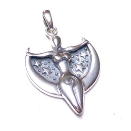 Silver Pendant with Moon Goddess Design Made of Sterling Silver, Gift Women's Lucky Charm Protection Symbol Friendship, Sterling Silver, No Gemstone