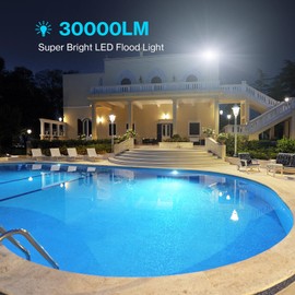 Olafus 2 Pack 300W LED Flood Light Outdoor, Super Bright Outside Floodlights with Plug, IP66 Waterproof 6500K Daylight White Exterior Security Light for Yard Stadium Lawn Barn
