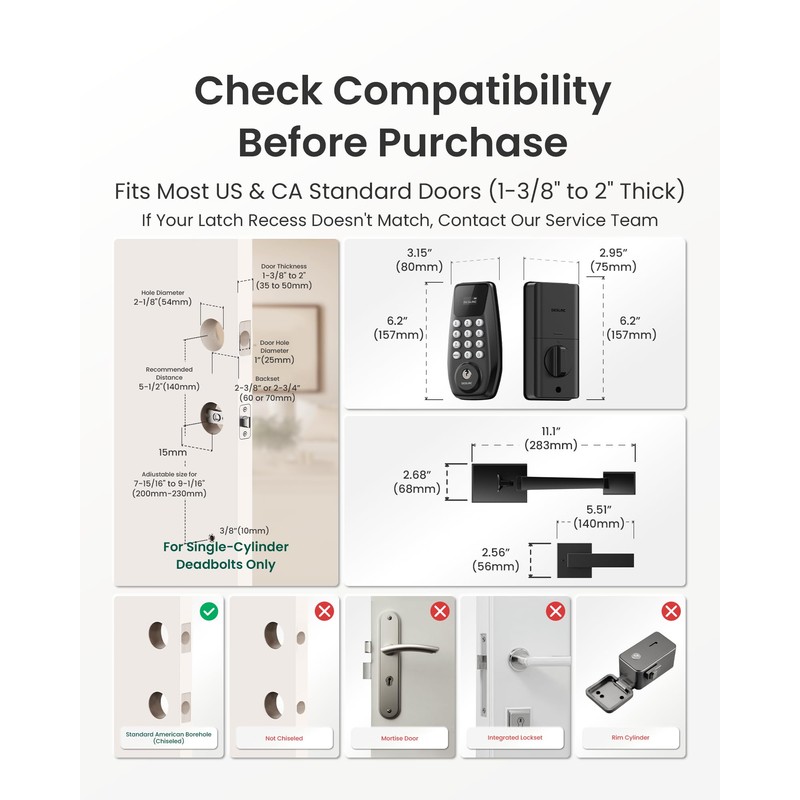 DESLOC C100 Keyless Entry Door Lock with Handle Set, Smart