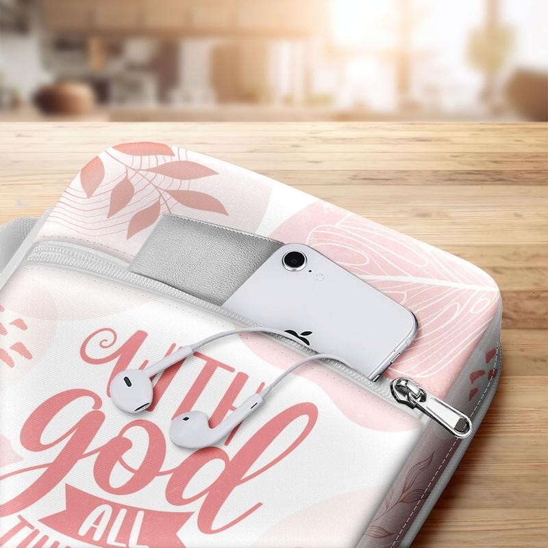 Tropical Floral Bible Cover With Handle, Study Case, Carrying Case