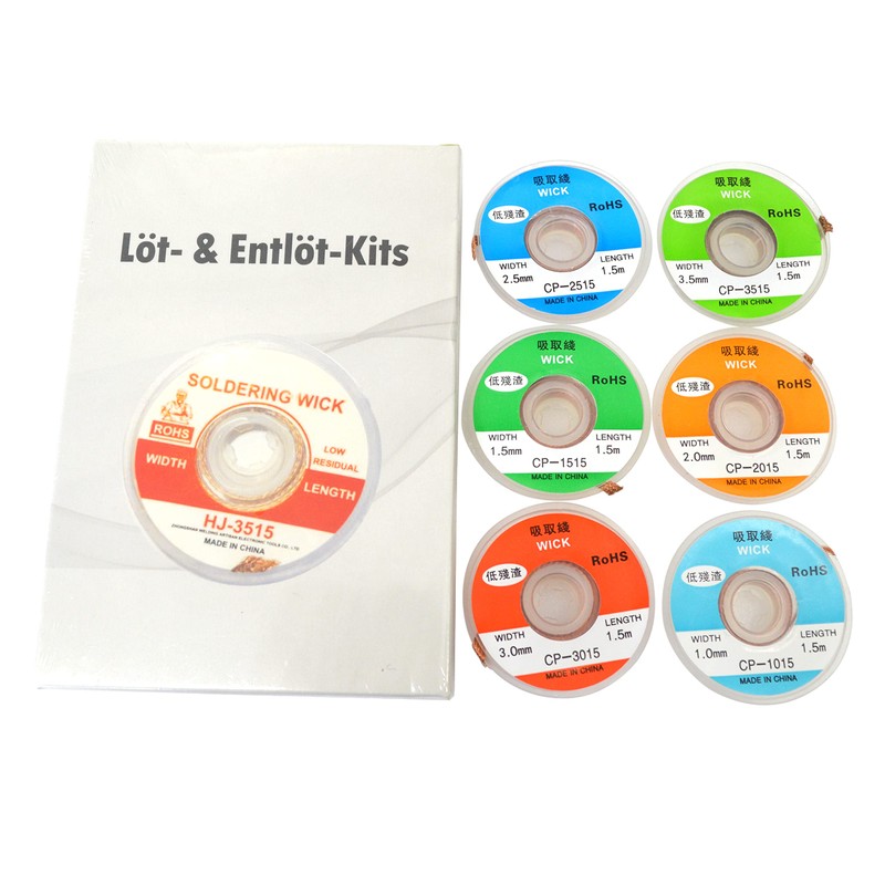 6 pcs Desoldering Braid, Soldering Wick, Solder Remover 1,0/1,5/2,0/2,5/3,0/3,5mm