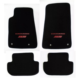 AFM NEW BLACK Carpet Floor Mats 2010-2015 Camaro SS Embroidered Double Logo 4pc Set