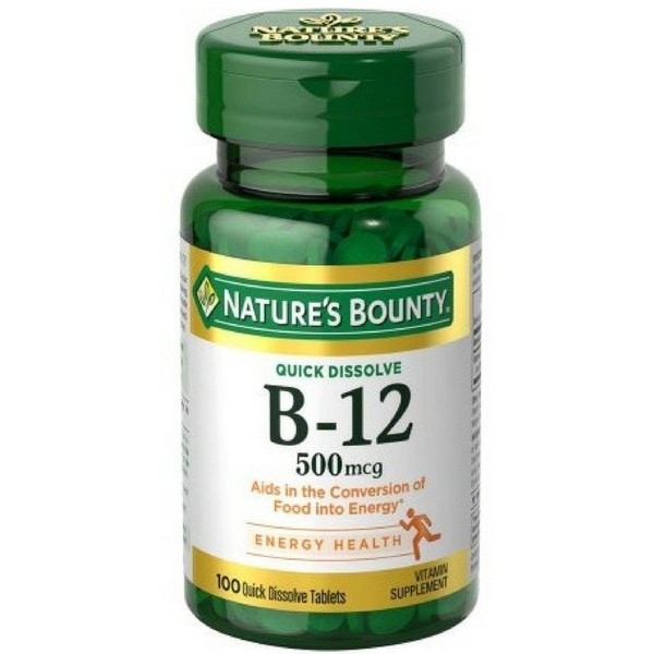 Nature's Bounty Vitamin B-12 500 mcg, 100 ea (Pack of 4)