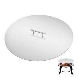 FAHKNS Fit 25" Round Fire Pit Burner, 27.4" Round fire Pit lid,Stainless Steel Fire Pit Cover with Handle, High Tmperature Tesistant, for Round Fire Pits or Burner Pan
