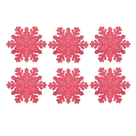 YöL Set Of 6 Red Snowflake Placemats PVC Christmas Table Surface Protector Round Wedding Dinner Party Table Decor Re-usable Xmas Worktop Saver