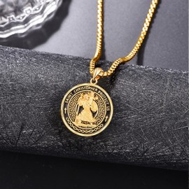 KINGWHYTE 925 Sterling Silver St Christopher Necklace for Men Miraculous Medal Pendant Protect Us Vantage Amulet Vintage Religious Jewelry Gifts
