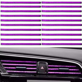 20PCS Youzzei Car Air Conditioner Vent Outlet Trim, DIY Air Vent Outlet Trim Strips Interior Decoration Strips, Upgraded PVC Car Interior Moulding Trim for All Straight of Auto Interior(Ice Purple)