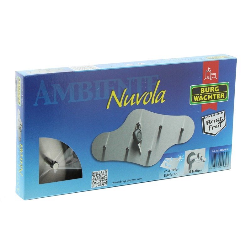 Burg-Wächter Nuvola 6400/6 Ni Stainless Steel Key Board, Grey, Schlüsseltafel
