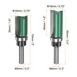 sourcing map Pattern Flush Trim Router Bit 0.3" Shank 0.63" Cutting Dia 1.2",1.5" Cutting Length Precise Cutting Milling Cutter Tool with Bearings for Woodworking, Dark Green
