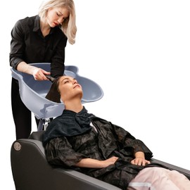 Grey Portable Washing Hair Sink with Bucket and Drain Hoses(Height Adjustable) for Outdoor RV Camper, Stylist Barber Shop Beauty Salon or Home, Rinse Basin for Washing and Cutting Hair