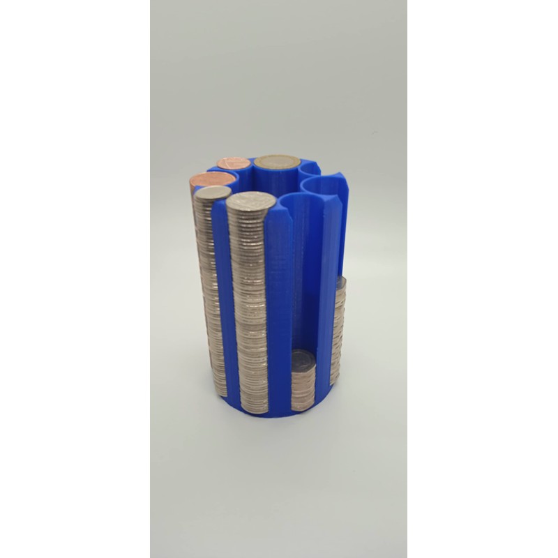 RED UK Coin Stacker, Large Size 14cm high, 8 coin